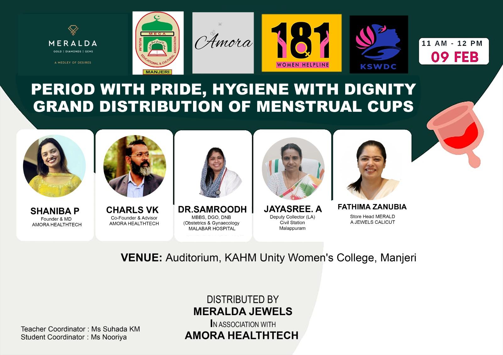 MENSTUAL HYGIENE AWARENESS SESSION PERIOD WITH PRIDE, HYGIENE WITH DIGNITY: GRAND DISTRIBUTION OF MENSTRUAL CUP